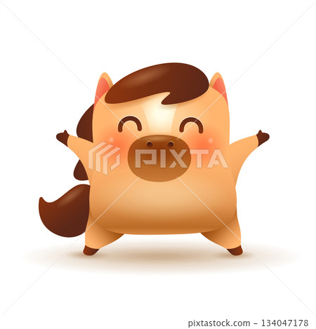 Cute Little Cartoon Horse. Chinese Zodiac 134047178