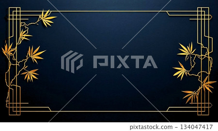 Abstract geometric minimal art drawn with gold lines on a navy blue background Abstract geometric minimal art drawn with gold lines on a navy blue background 134047417