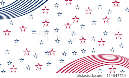 Background Design With Stars and Lines in Red and Blue Colors for Patriotic Themes and Celebrations 134047734