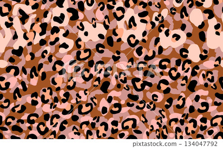 Abstract modern leopard seamless pattern. Animals trendy background. Color decorative vector stock illustration for print, card, postcard, fabric, textile. Modern ornament of stylized skin 134047792