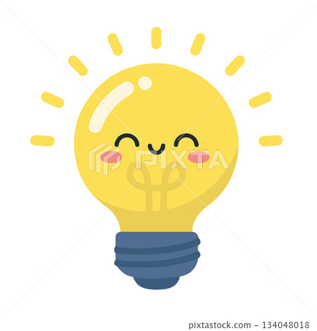 Illustration of a Light Bulb with a Face Illustration of a Light Bulb with a Face 134048018