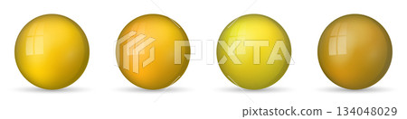 Set with glass colorful balls. Glossy realistic ball, 3D abstract vector illustration highlighted on a white background. Big metal bubble with shadow Set with glass colorful balls. Glossy realistic ball, 3D abstract vector illustration highlighted on a white background. Big metal bubble with shadow 134048029