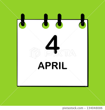 April 4. Daily Calendar icon for design. Simple design for business brochure, flyer, print media, advertisement. Easily editable 134048086