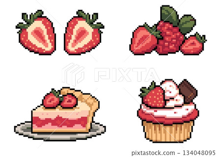 Strawberry Desserts Pixel Vector Pack 134048095