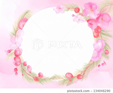 Floral circular frame with watercolor touch (AI-generated image) Floral circular frame with watercolor touch (AI-generated image) 134048290