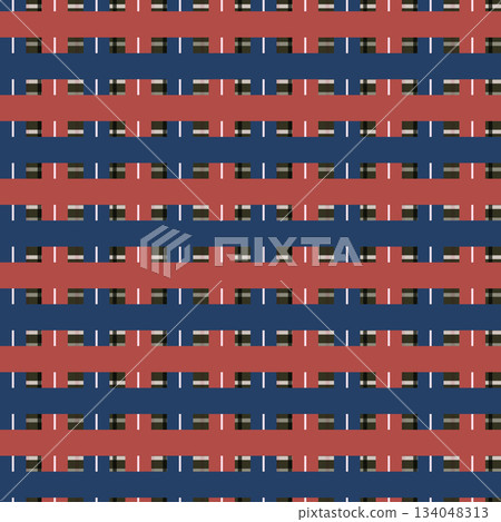 Scotland textile seamless pattern. Fabric texture check tartan plaid. Abstract geometric background for cloth, card, fabric. Monochrome graphic repeating design. Modern squared ornament 134048313