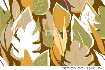 Floral seamless with hand drawn color exotic monstera leaves. Cute summer background. Tropic branches. Modern floral compositions. Fashion vector illustration for wallpaper, fabric, textile Floral seamless with hand drawn color exotic monstera leaves. Cute summer background. Tropic branches. Modern floral compositions. Fashion vector illustration for wallpaper, fabric, textile 134048452