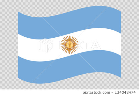 Flag of Argentina. Argentine national symbol in official colors. Template icon. Abstract vector background 134048474