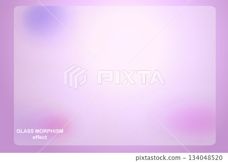 Modern background with glass morphism vector effect. Transparent glass card design. Glassmorphism trend style. Abstract banner with colored, white circles with blur and shadows. Vector illustration 134048520