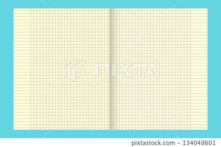 Graph paper. Printable lined and squared grid paper with color lines. Geometric background for school, textures, notebook, diary. Copy space blank 134048601
