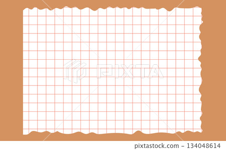 Graph paper. Printable lined and squared grid paper with color lines. Geometric background for school, textures, notebook, diary. Realistic ripped aged paper blank Graph paper. Printable lined and squared grid paper with color lines. Geometric background for school, textures, notebook, diary. Realistic ripped aged paper blank 134048614