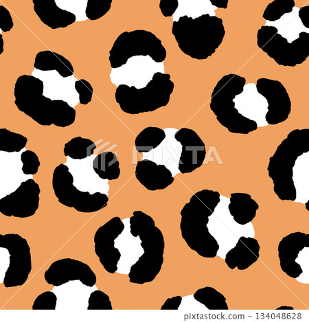 Abstract modern leopard seamless pattern. Animals trendy background. Color decorative vector stock illustration for print, card, postcard, fabric, textile. Modern ornament of stylized skin 134048628