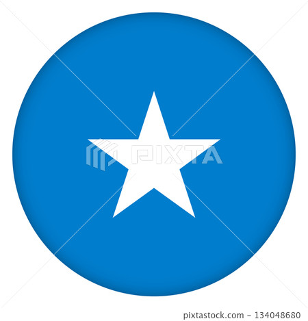 Glass light ball with flag of Somalia. Round sphere, template icon. Somali national symbol. Glossy realistic ball, 3D abstract vector illustration highlighted on a white background. Big bubble 134048680