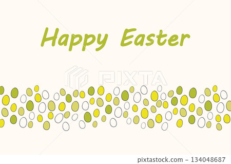 Easter spring frame, border with eggs. Template hand drawn design for banner, poster, card, paper. Holiday print. Vector illustration background 134048687