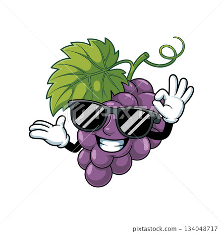 Grape Mascot with Sunglasses Vector 134048717