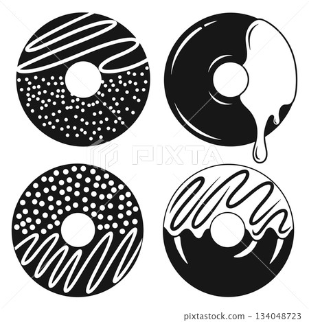 Donut Vector Set (Black & White Donuts) 134048723