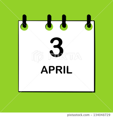 April 3. Daily Calendar icon for design. Simple design for business brochure, flyer, print media, advertisement. Easily editable 134048729