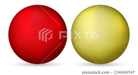 Set with glass colorful balls. Glossy realistic ball, 3D abstract vector illustration highlighted on a white background. Big metal bubble with shadow Set with glass colorful balls. Glossy realistic ball, 3D abstract vector illustration highlighted on a white background. Big metal bubble with shadow 134048747