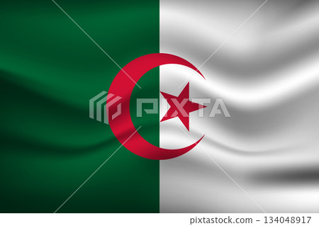 Flag of Algeria. Algerian national symbol in official colors. Template icon. Abstract vector background Flag of Algeria. Algerian national symbol in official colors. Template icon. Abstract vector background 134048917