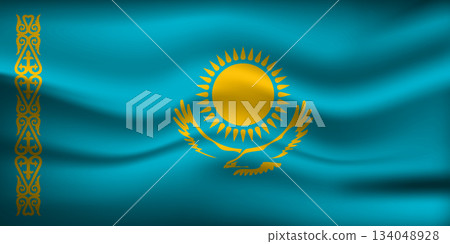 Flag of Kazakhstan. Kazakh national symbol in official colors. Template icon. Abstract vector background Flag of Kazakhstan. Kazakh national symbol in official colors. Template icon. Abstract vector background 134048928
