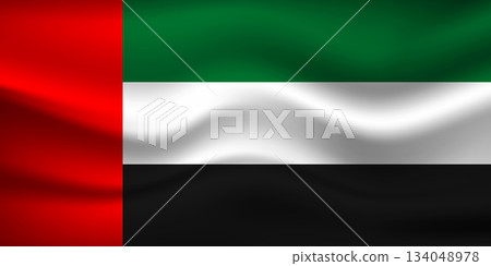 Flag of United Arab Emirates. Arabian national symbol in official colors. Template icon. Abstract vector background Flag of United Arab Emirates. Arabian national symbol in official colors. Template icon. Abstract vector background 134048978