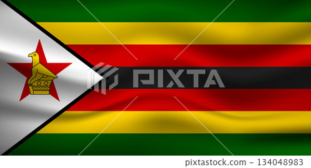 Flag of Zimbabwe. National symbol in official colors. Template icon. Abstract vector background 134048983