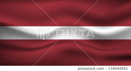 Flag of Latvia. Latvian national symbol in official colors. Template icon. Abstract vector background 134048991