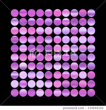 Metalic gradient collection with shiny rainbow hologram. Holographic foil texture, green, blue, yellow, pink gradation. Vector set for frame, ribbon, border, other design 134049192