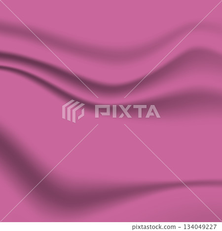 Silk pink background. Abstract vector pattern with copy space. Liquid wave texture, smooth drapery wallpaper. Wedding fabric, satin. Wavy design for banner, card, postcard, backdrop 134049227