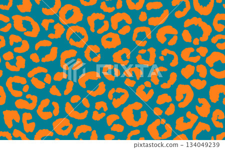 Abstract modern leopard seamless pattern. Animals trendy background. Color decorative vector stock illustration for print, card, postcard, fabric, textile. Modern ornament of stylized skin 134049239