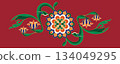 Oriental decorative pattern - vector design combining flowers and curves 134049295
