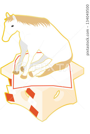 一幅採用鏡餅風格的馬的簡單等距插圖 134049500
