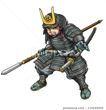 長宗我部元親身穿鎧甲，手持長矛 134049945