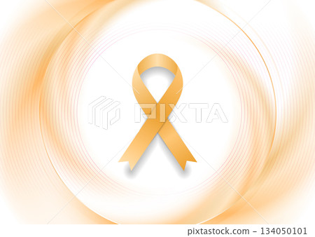 Orange ribbon for leukemia awareness month on smooth circle background, symbolizing hope and support Orange ribbon for leukemia awareness month on smooth circle background, symbolizing hope and support 134050101