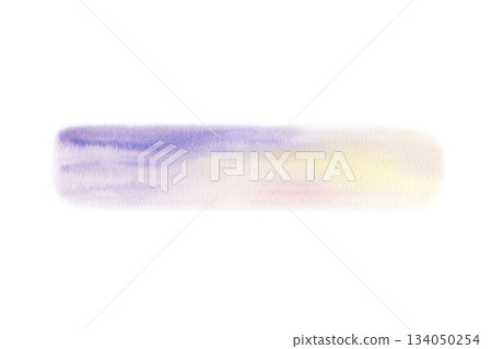 Landscape element-soft sky glows with golden and pink-lilac light from a sun.Painted with blended watercolor washes,serene gradient for calming wall art,wellness blogs,dreamy backgrounds 134050254