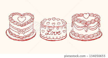 love Valentine Cakes Clipart Set love Valentine Cakes Clipart Set 134050655