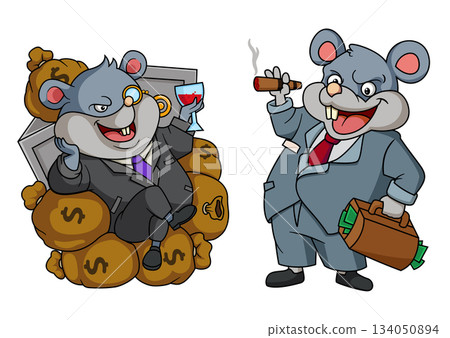 The great rat king leaned between the sacks of dollars of illustration The great rat king leaned between the sacks of dollars of illustration 134050894