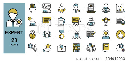 Professional Expert Line Icon Set Color 134050930