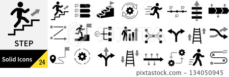 向量步驟輪廓圖示集 134050945