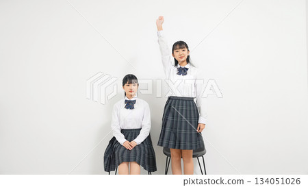 Two female students auditioning Two female students auditioning 134051026
