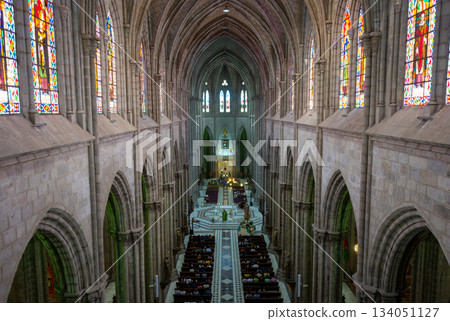 Interior view of the Basilica of the National Vow in Quito (Basilica del Voto Nacional), Ecuador 134051127