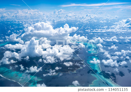 Aerial view of the paradise island of Tahaa in French Polynesia Aerial view of the paradise island of Tahaa in French Polynesia 134051135
