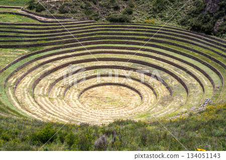 Inca agricultural terraces at Moray in the Sacred Valley, Peru Inca agricultural terraces at Moray in the Sacred Valley, Peru 134051143