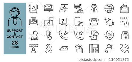 Customer service line icon set 134051873