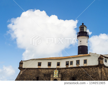 Stunning view of the historic Farol da Barra lighthouse in Salvador, Bahia, Brazil 134051905