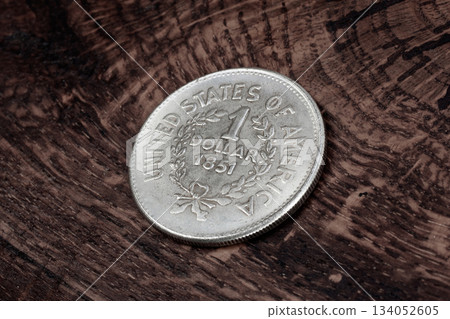 Old US silver dollar coin Old US silver dollar coin 134052605