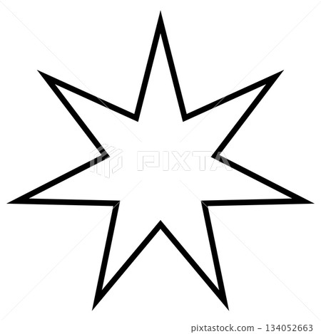 Seven pointed Christmas star outline, black geometric shape 134052663