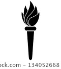 Torch flame silhouette, black icon of freedom, knowledge, power symbo 134052668