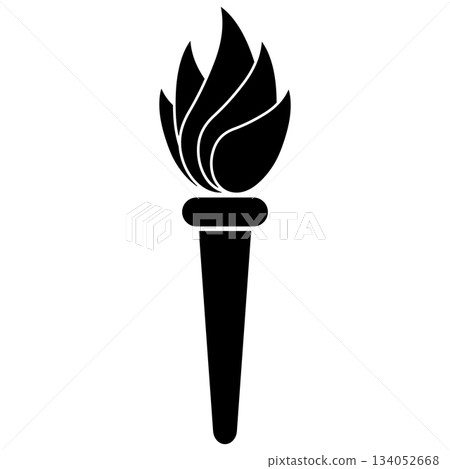Torch flame silhouette, black icon of freedom, knowledge, power symbo Torch flame silhouette, black icon of freedom, knowledge, power symbo 134052668