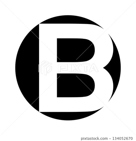Letter B icon, bold black symbol in circular graphic design Letter B icon, bold black symbol in circular graphic design 134052670
